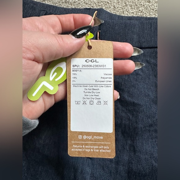 Unworn OGL European Linen Mid Rise Flared Pant with Pockets, Dress Pants, Size L - Picture 8 of 13